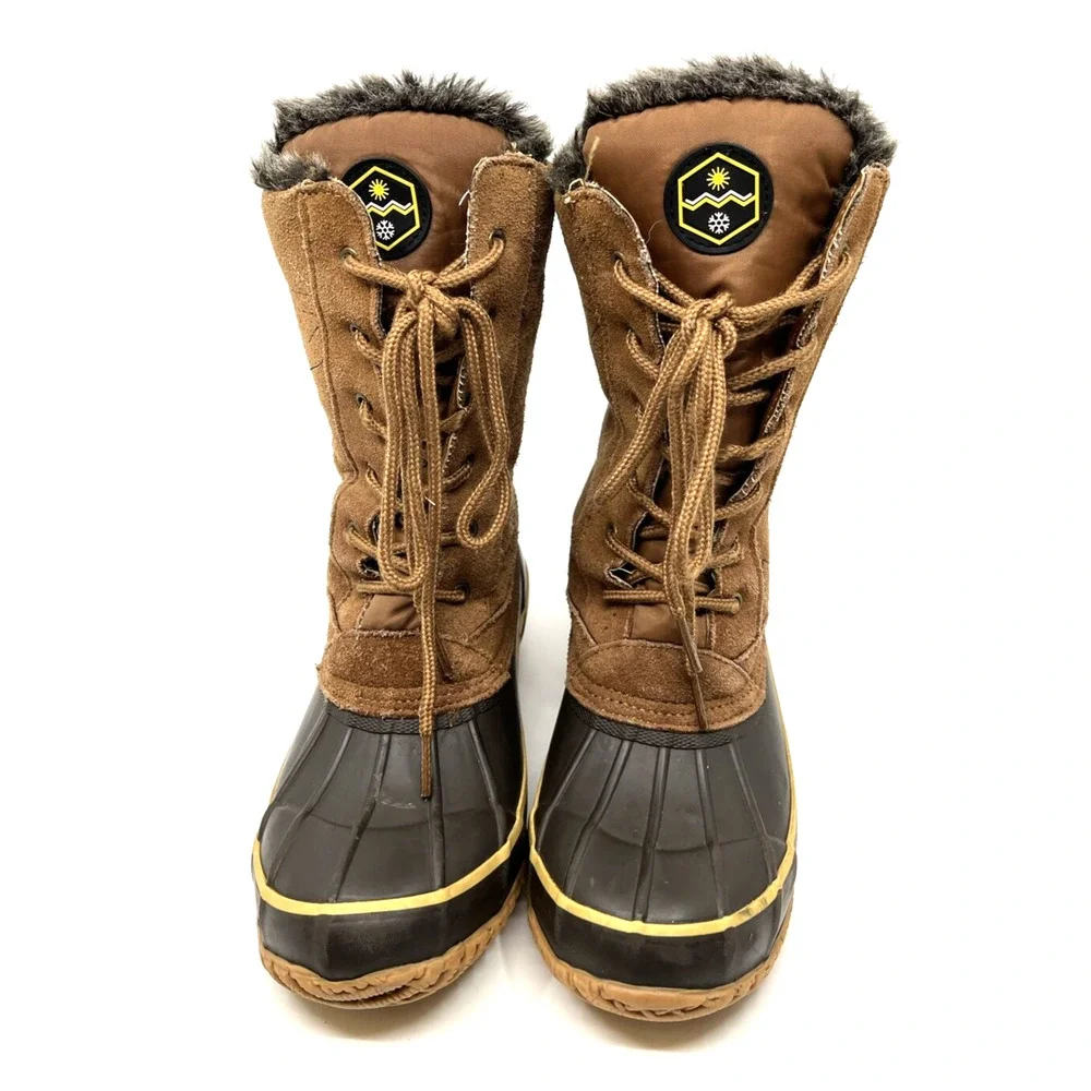 Khombu Women’s Annabel Snow Duck Boots Size 5.5M Brown Waterproof Fleece Lined